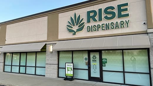 Exterior of RISE Grove City PA medical marijuana dispensary in Pennsylvania.