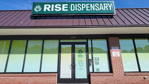 Exterior of RISE Cranberry PA medical marijuana dispensary in Pennsylvania.
