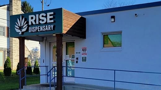 Exterior of RISE York PA recreational & medical marijuana dispensary in Pennsylvania.