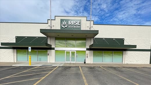 Exterior of RISE Erie on Peach PA medical marijuana dispensary in Pennsylvania.